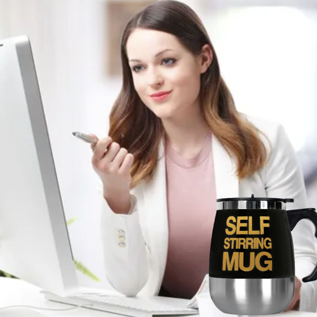 GENERICO - TAZA BATIDORA AUTOMÁTICA 450ML MEZCLADOR DE LECHE CAFÉ DE ACERO