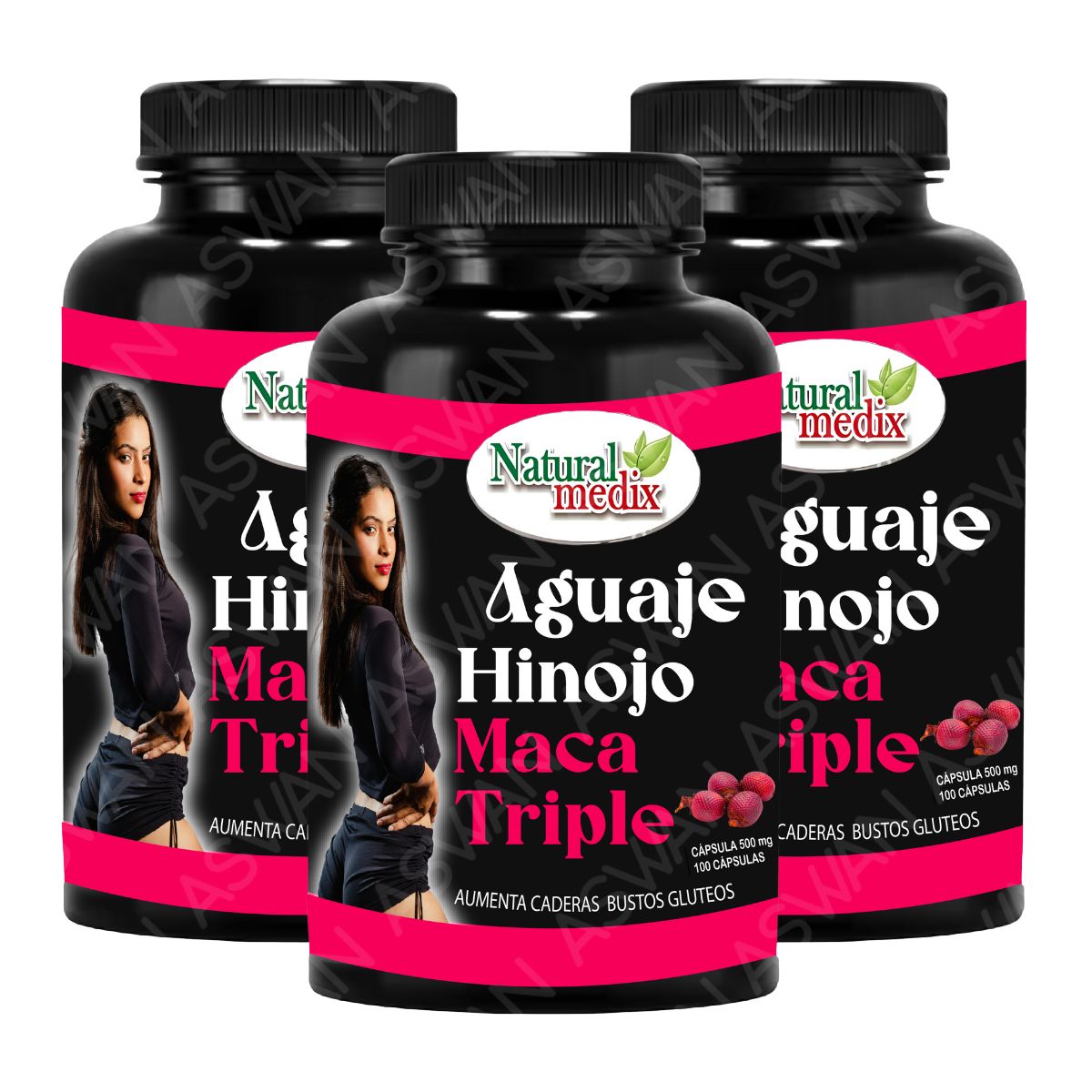 GENERICO - PACK DE 3 AGUAJE HINOJO + MACA TRIPLE 100 CAPSULAS - NATURAL MEDIX
