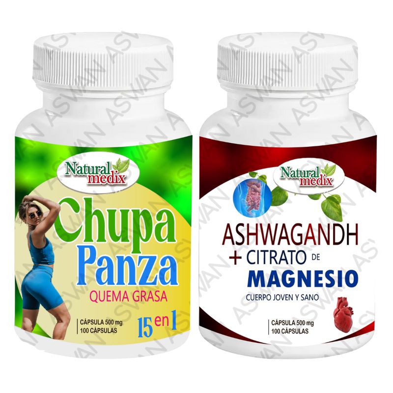 GENERICO - PACK CHUPA PANZA + ASHWAGANDHA & CITRATO DE MAGNESIO 100 CÁPSULAS