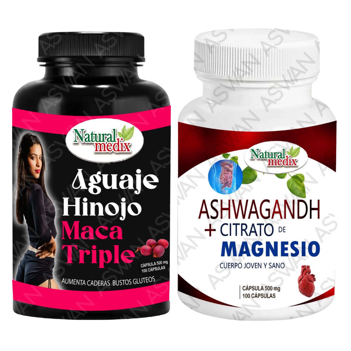 GENERICO - PACK AGUAJE HINOJO + ASHWAGANDH & CITRATO DE MAGNESIO 100 CAPSULAS