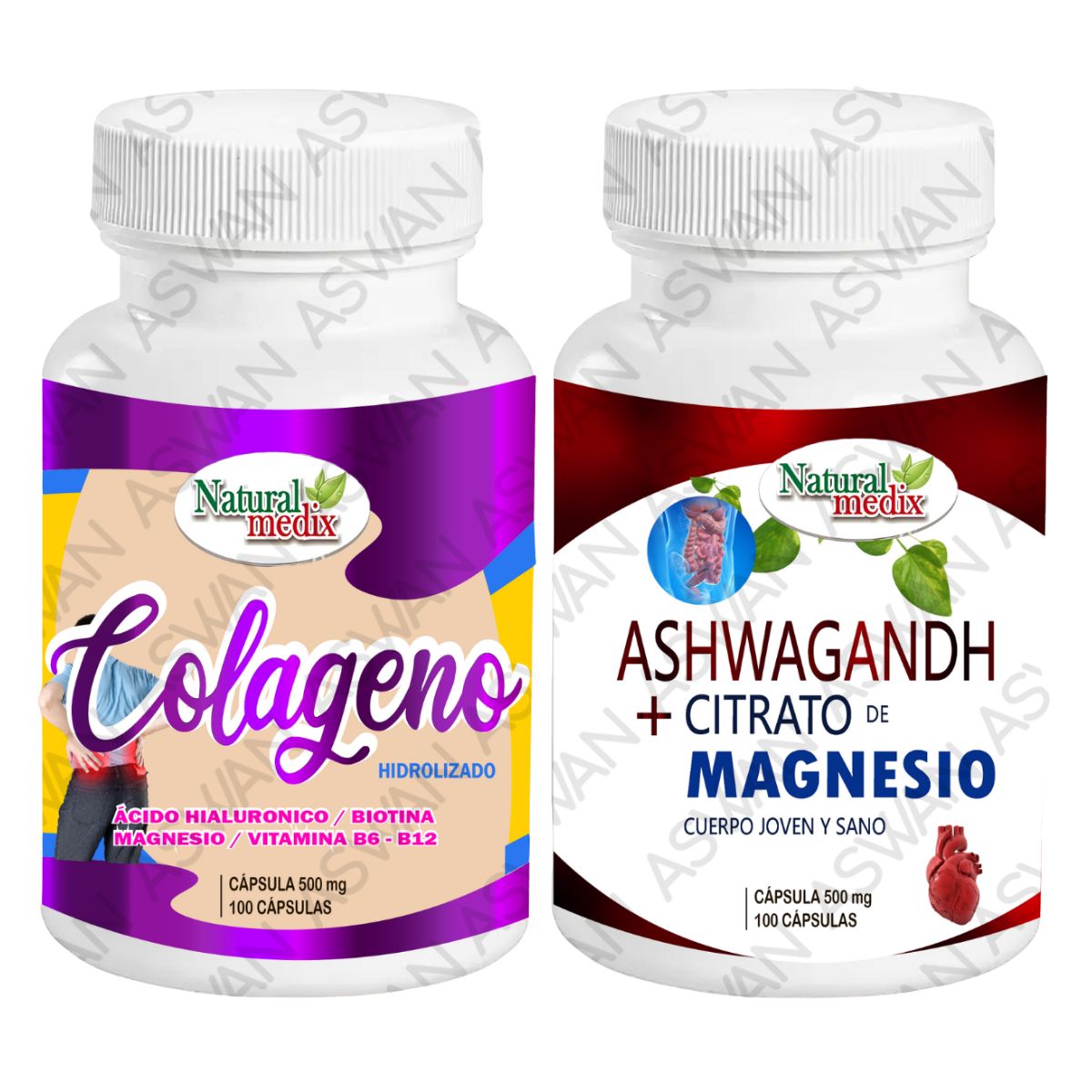 GENERICO - PACK COLÁGENO + ASHWAGANDHA & CITRATO DE MAGNESIO 100 CÁPSULAS