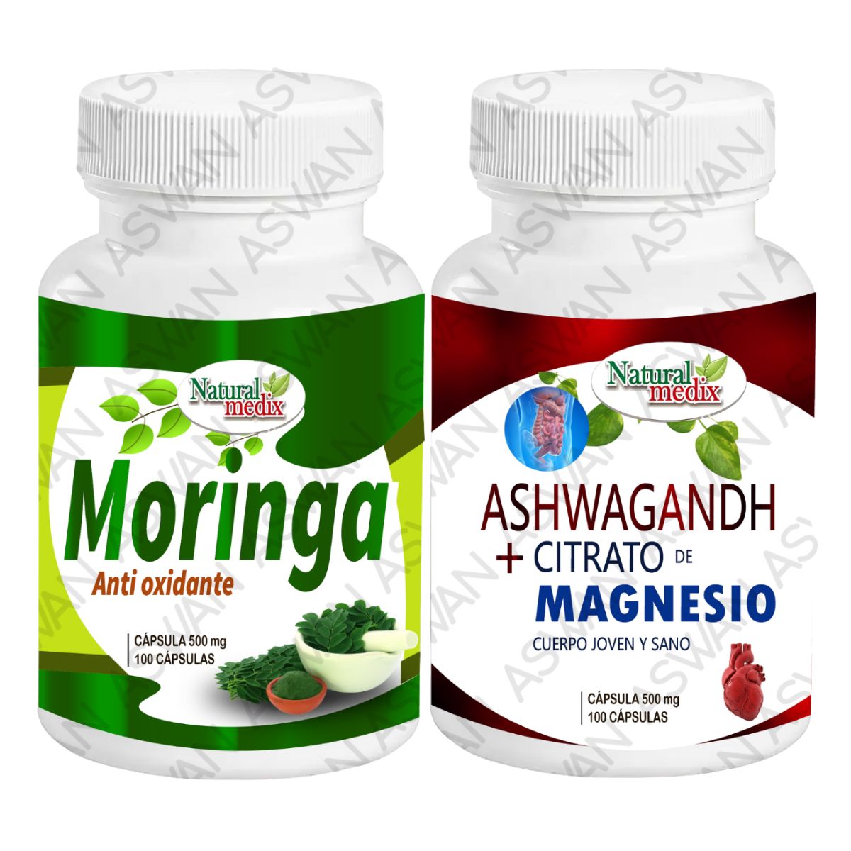 GENERICO - PACK MORINGA + ASHWAGANDHA & CITRATO DE MAGNESIO 100 CÁPSULAS