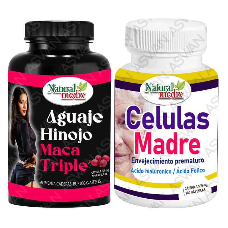 GENERICO - PACK AGUAJE HINOJO + CELULAS MADRE 100 CAPSULAS