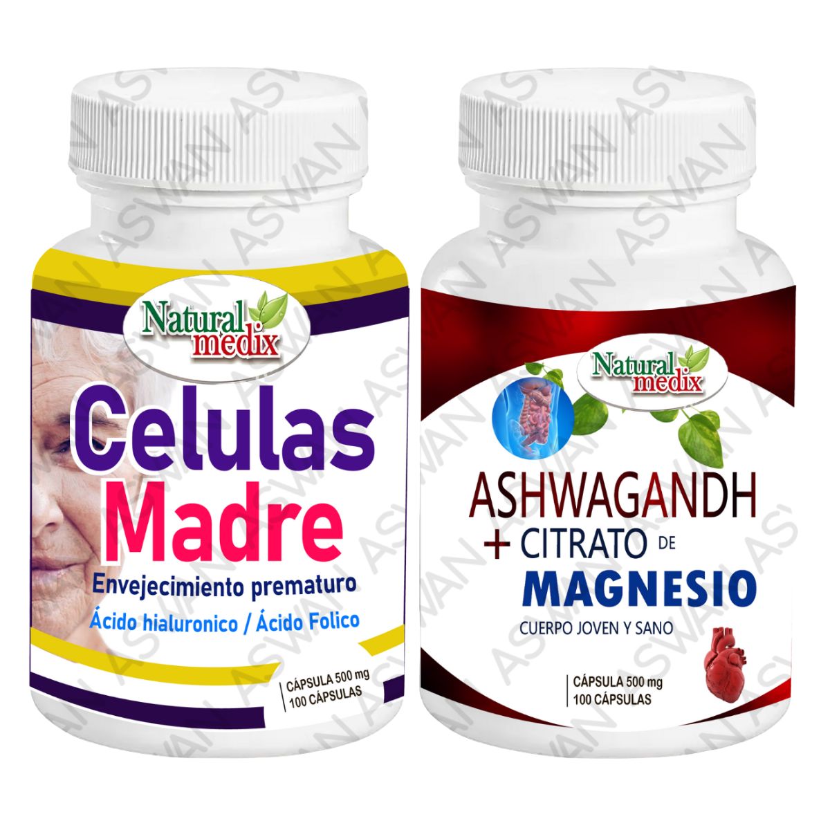 GENERICO - PACK CELULAS MADRE + ASHWAGANDH & CITRATO DE MAGNESIO 100 CAPSULAS