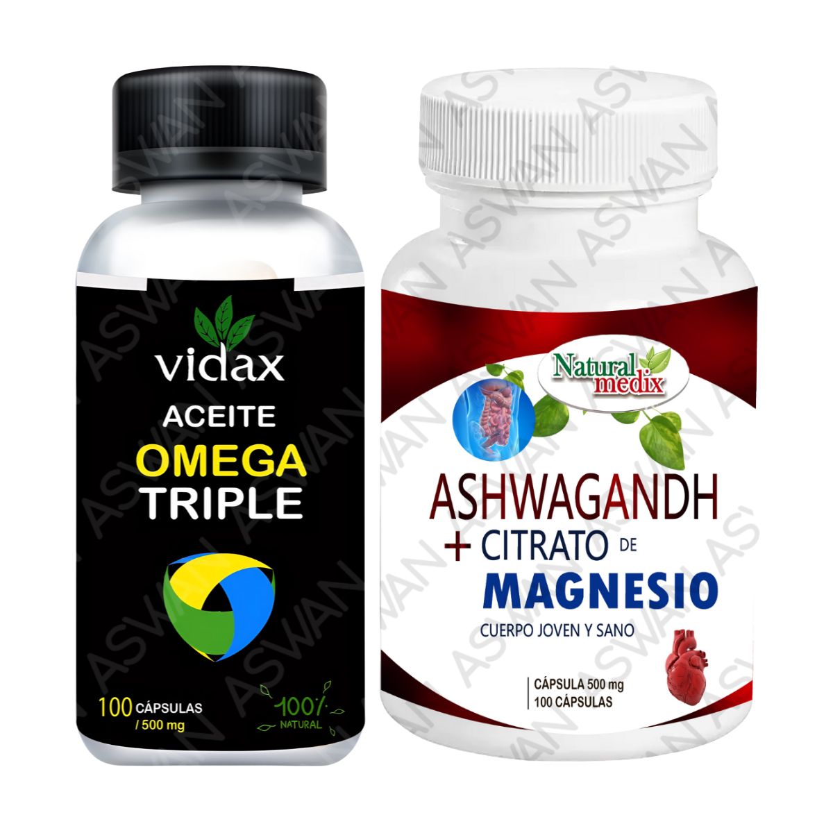 GENERICO - PACK ACEITE OMEGA TRIPLE + ASHWAGANDH & CITRATO DE MAGNESIO 100 CAPSULAS