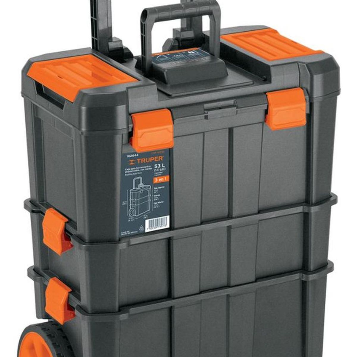 TRUPER - Caja Herramienta 19x25 3en1 Desmontable CRuedas Truper