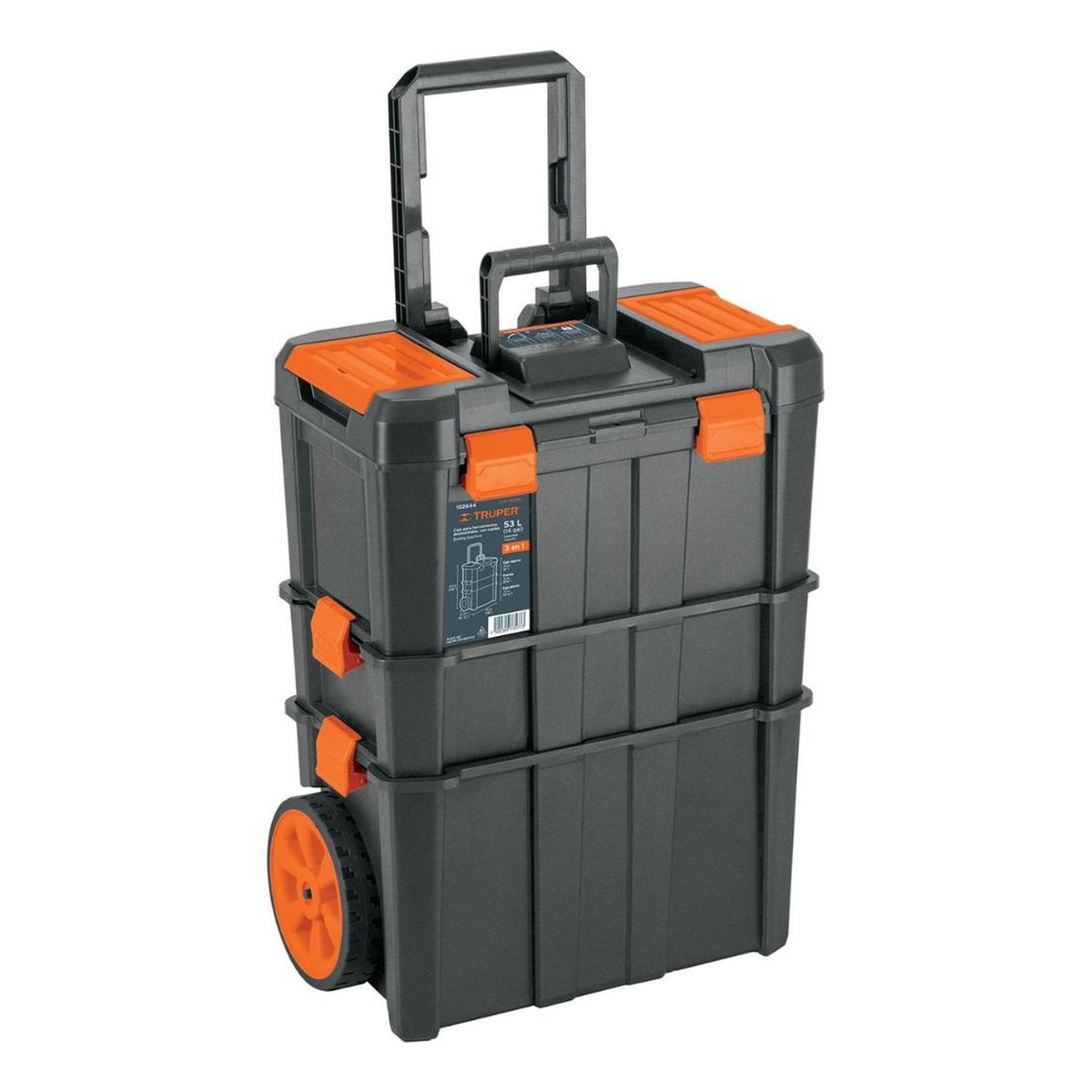 TRUPER - Caja Herramienta 19x25 3en1 Desmontable CRuedas Truper