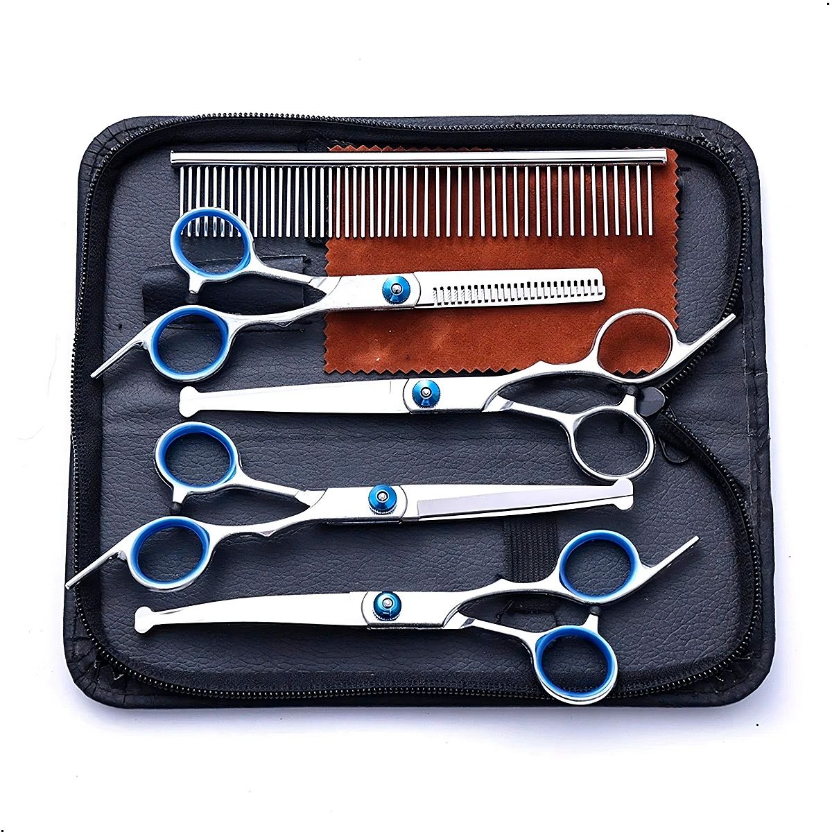 GENERICO - Set 4 Tijeras Acero Para El Cuidado De Mascotas