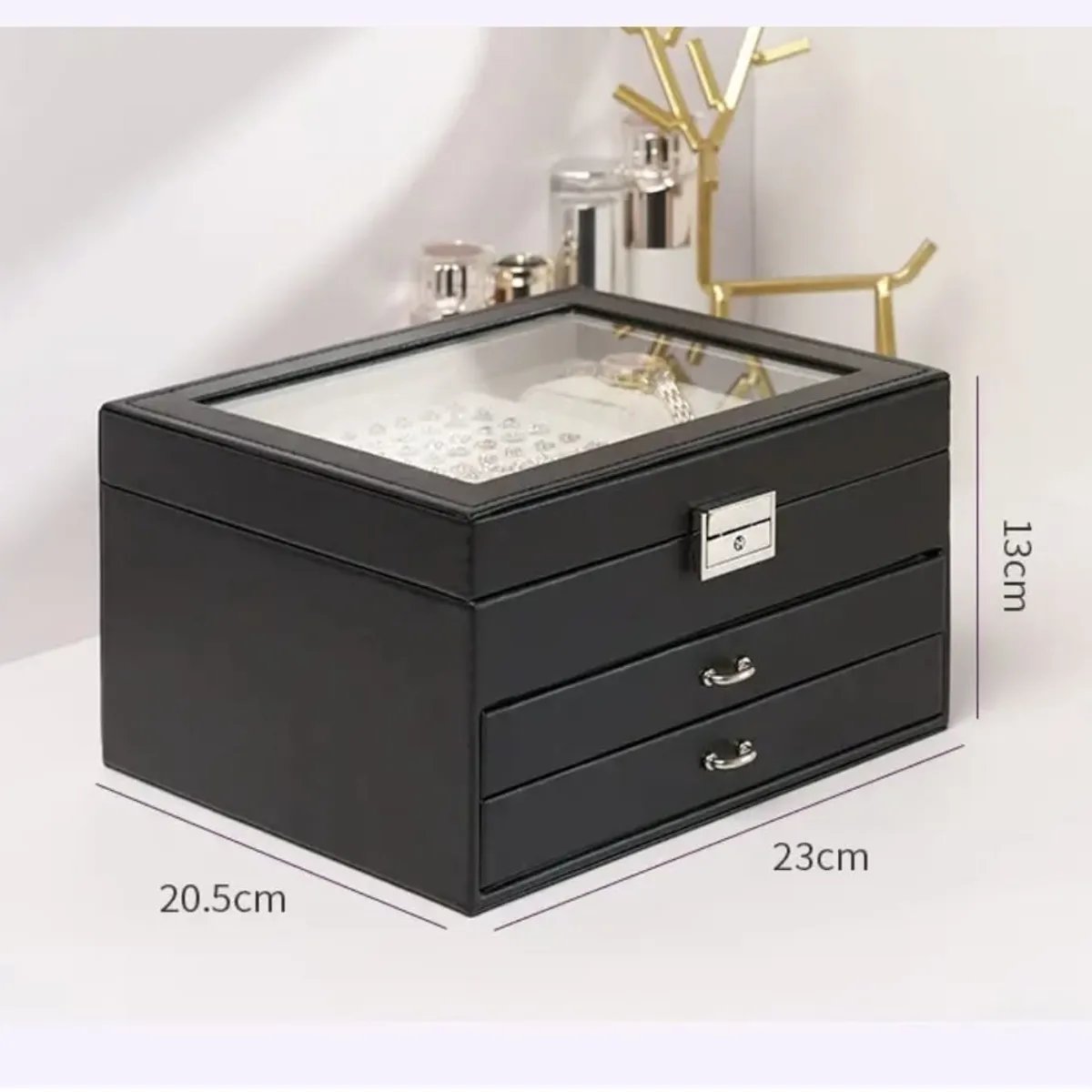 GENERICO - Joyero Caja Organizadora Portátil de 3 Compartimientos