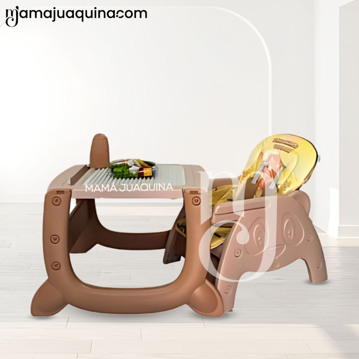BABY - Silla de Comer Musical con Plato «PANDIMAX» Coffee