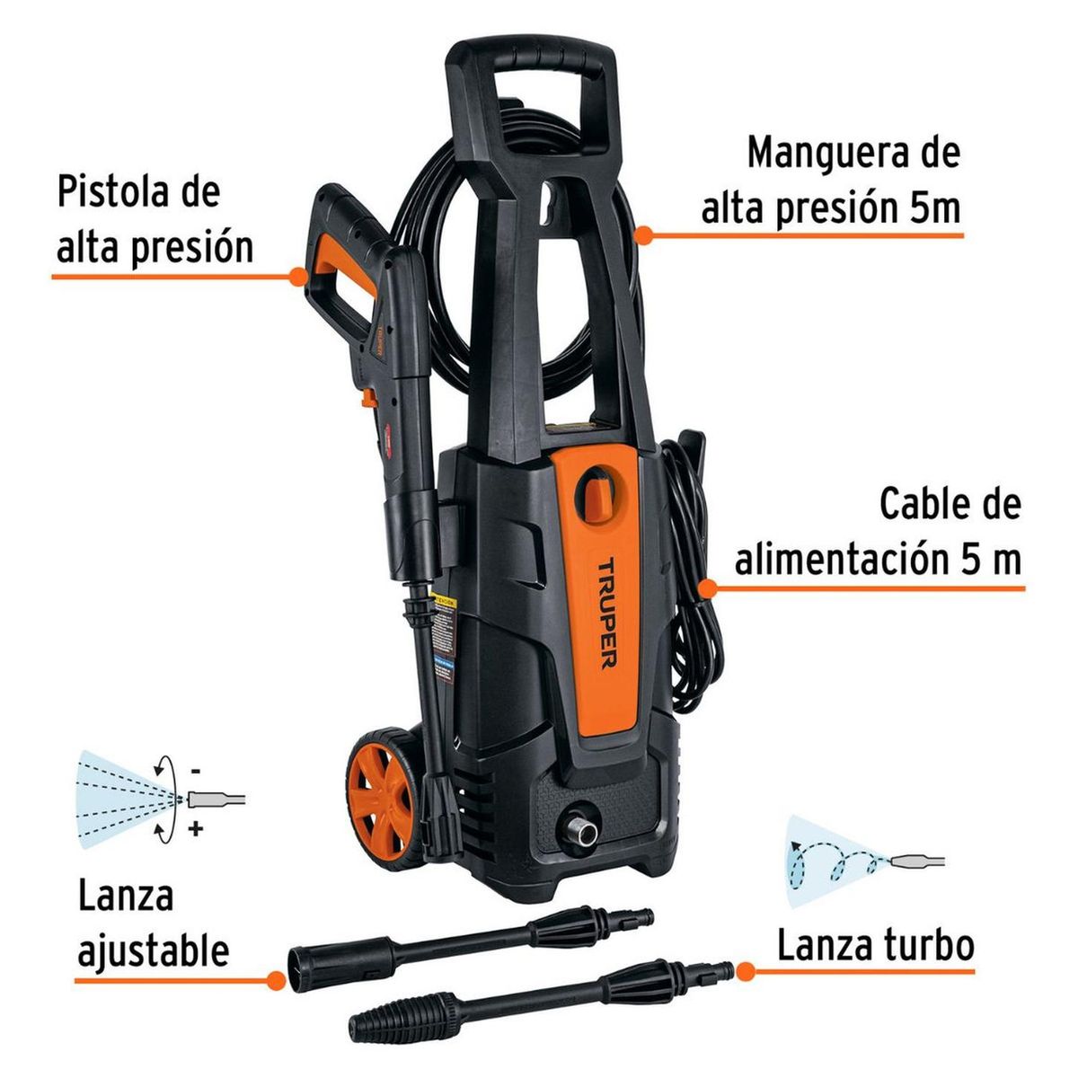 TRUPER - Hidrolavadora eléctrica 1800 PSI 220V Truper HILA-1800-2