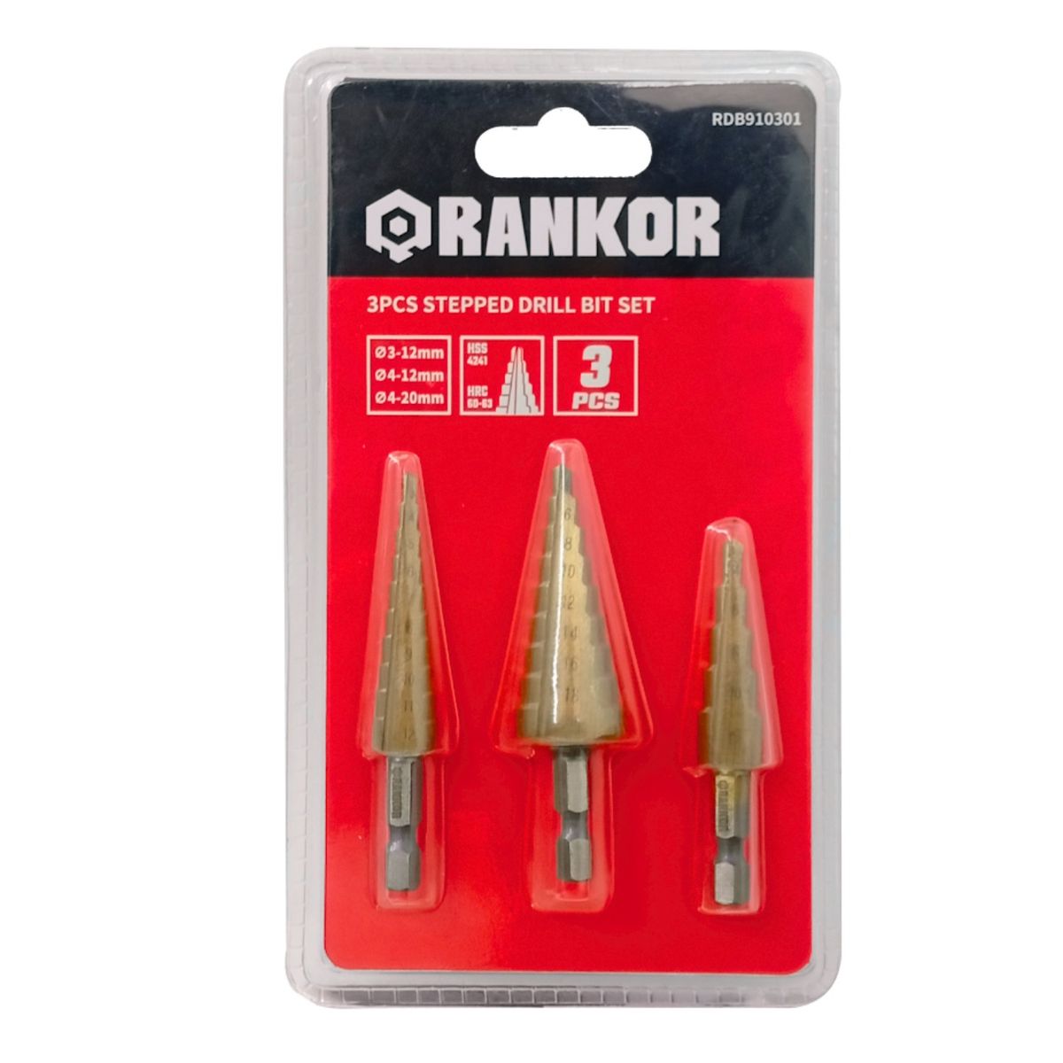 RANKOR - Juego de 3 brocas escalonadas Rankor