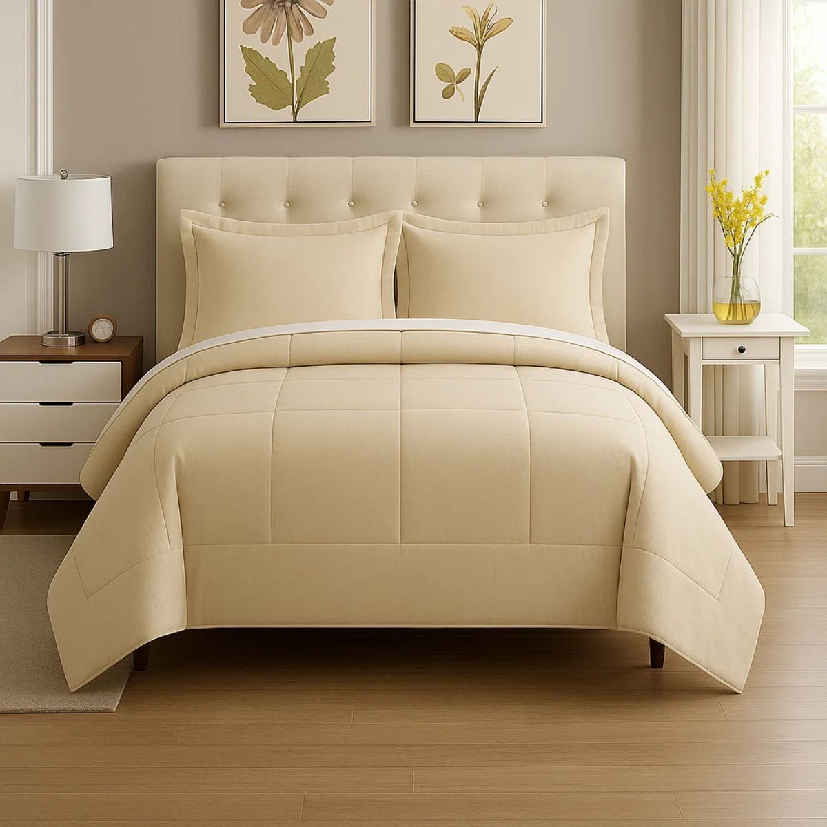 GENERICO - EDREDON KING DAILY SET CUADROS ALGODON + FUNDAS DE ALMOHADA