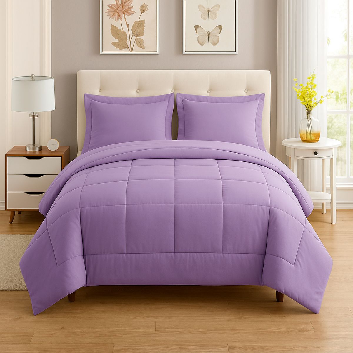 GENERICO - EDREDON KING DAILY SET CUADROS ALGODON + FUNDAS DE ALMOHADA