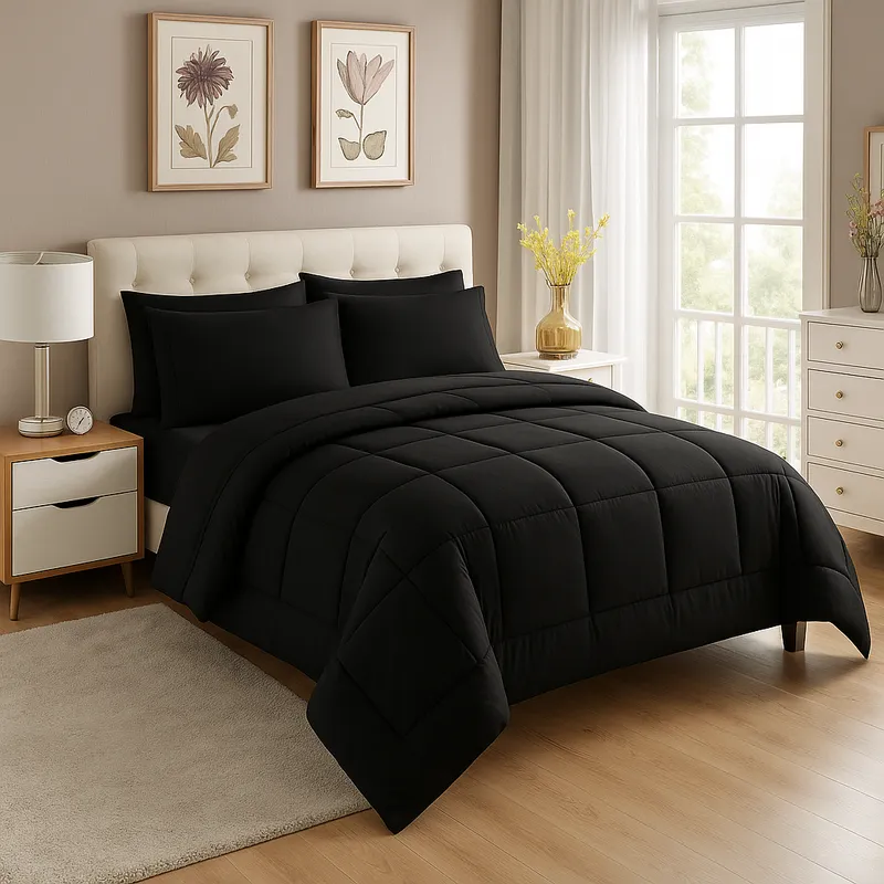 GENERICO - EDREDON KING DAILY SET CUADROS ALGODON + FUNDAS DE ALMOHADA