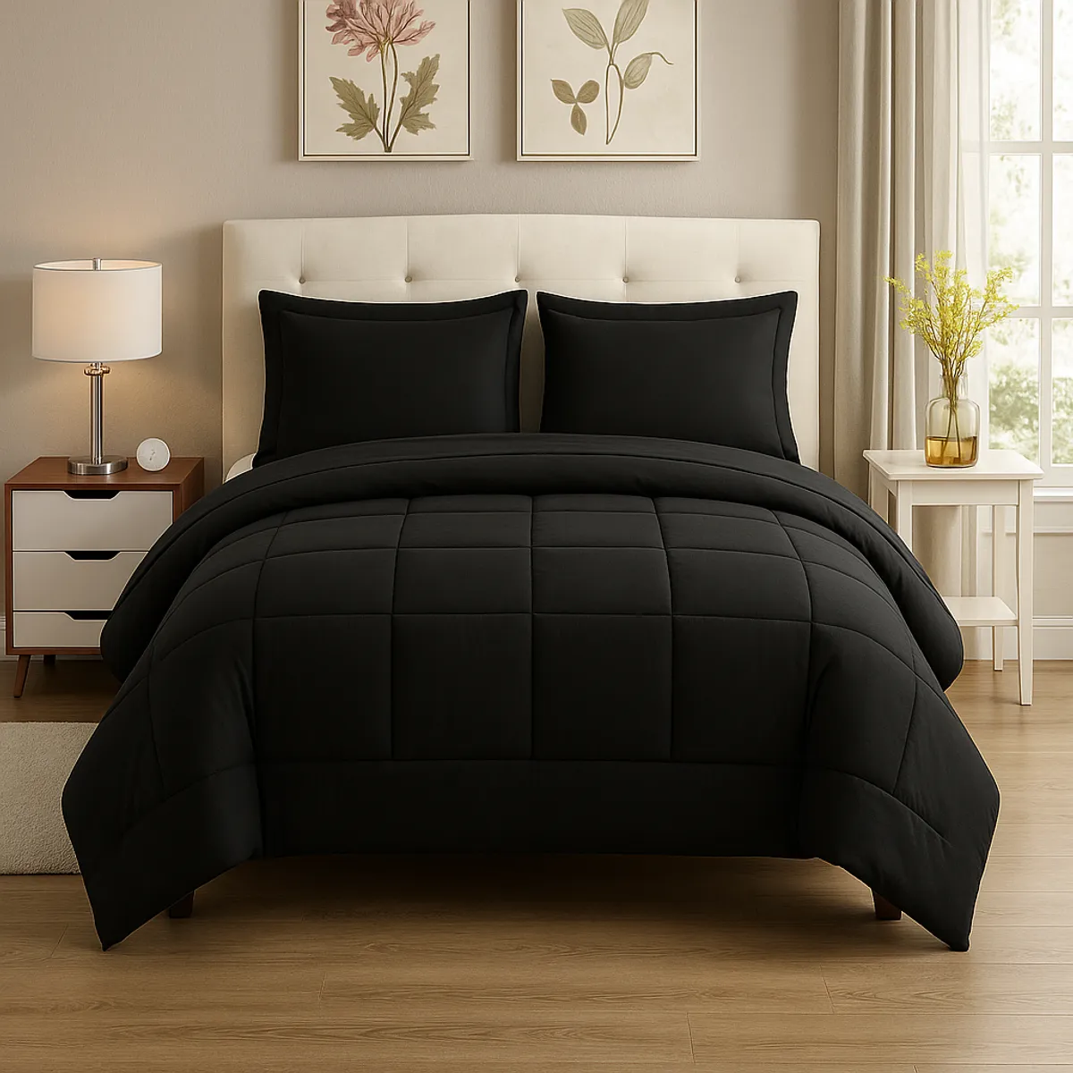 GENERICO - EDREDON KING DAILY SET CUADROS ALGODON + FUNDAS DE ALMOHADA