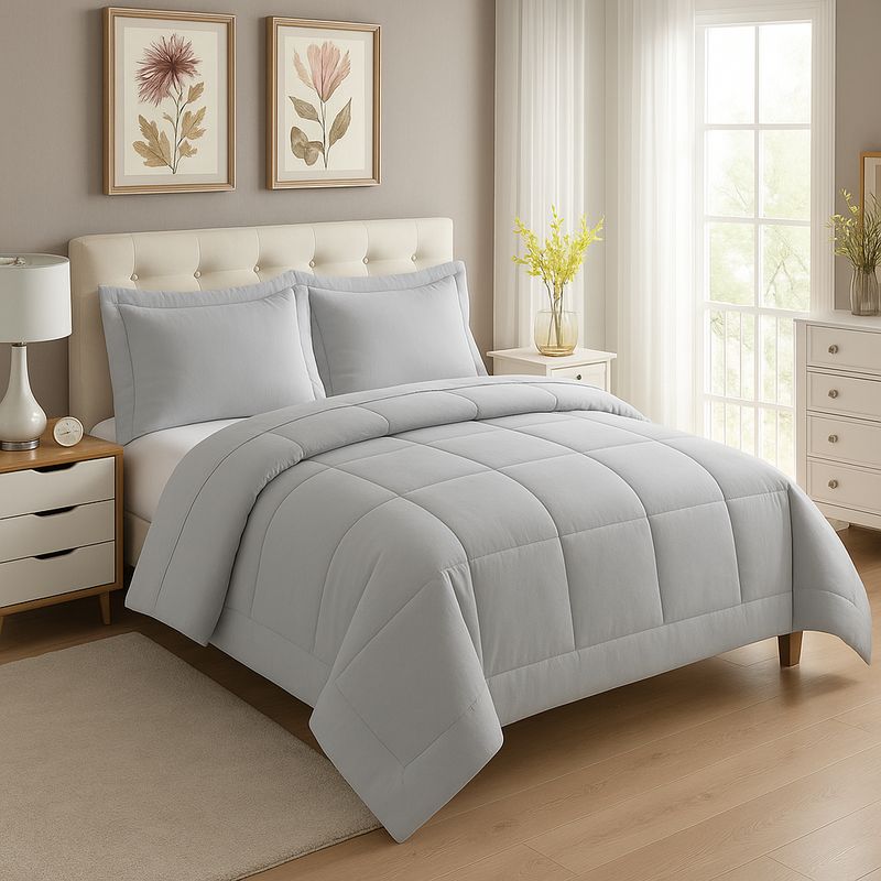 GENERICO - EDREDON KING DAILY SET CUADROS ALGODON + FUNDAS DE ALMOHADA