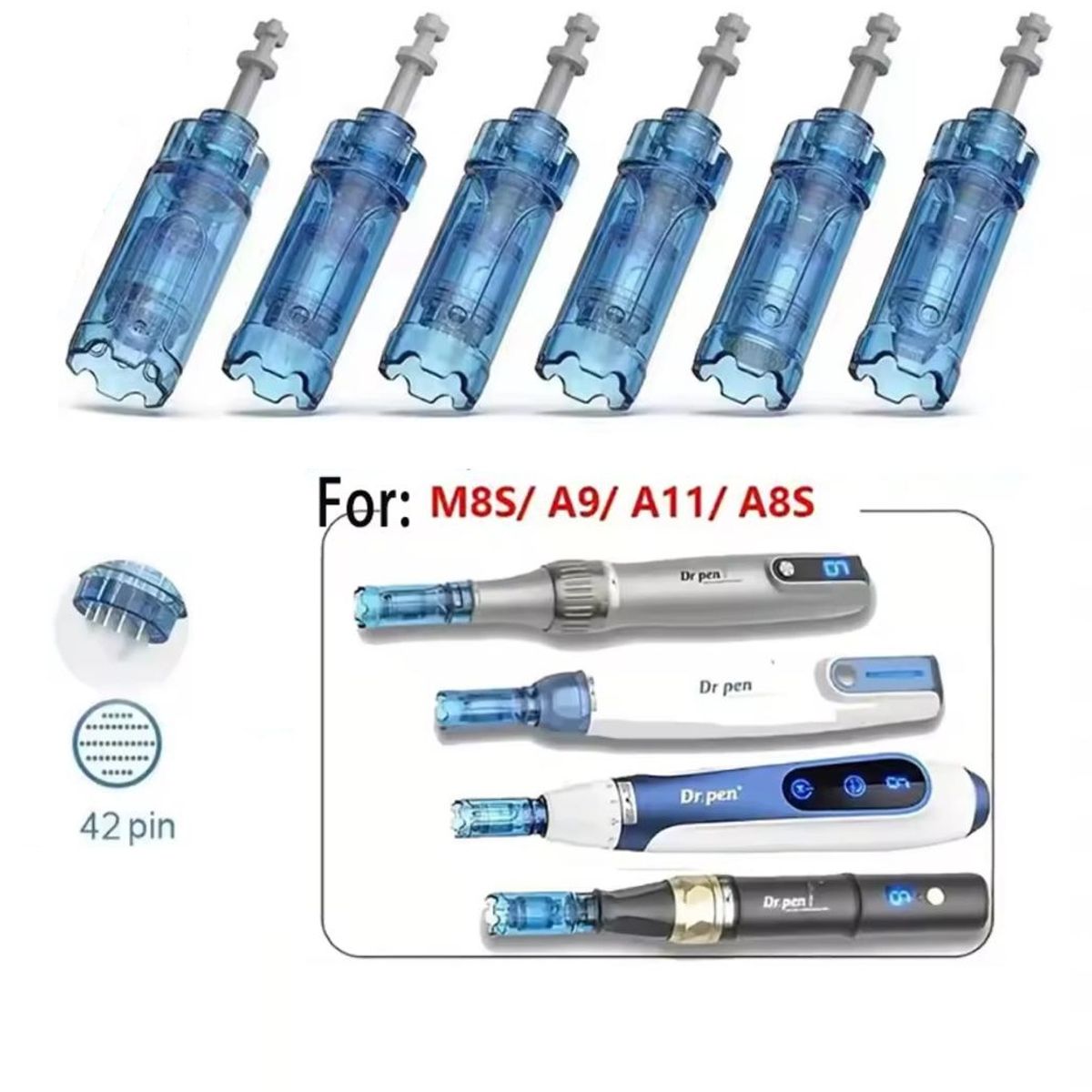 DR PEN - 10 Cartuchos 42 NEEDLES Dermapen  M8S / A8S / A11 / A9