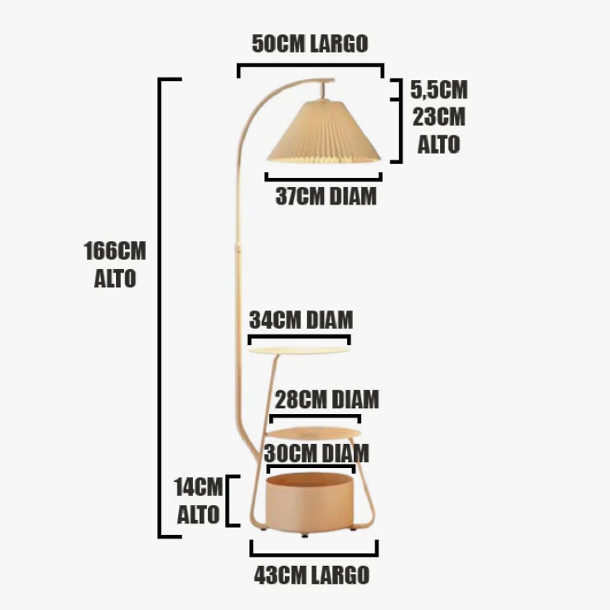 GENERICO - Lámpara de Pie White Led
