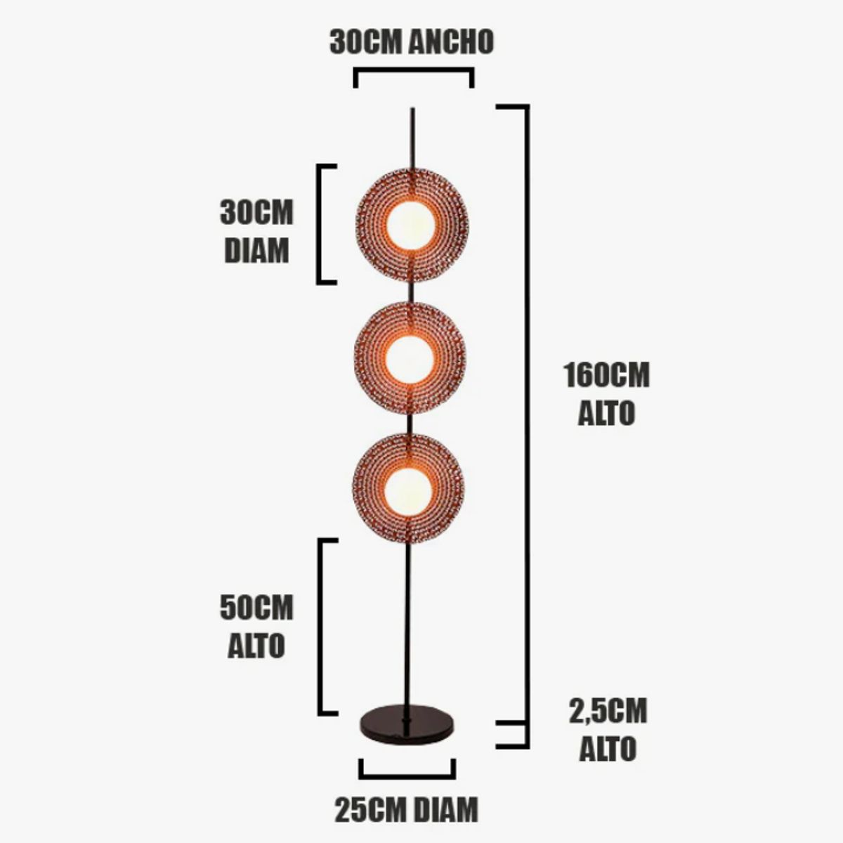 GENERICO - Lámpara de Pie Black Led