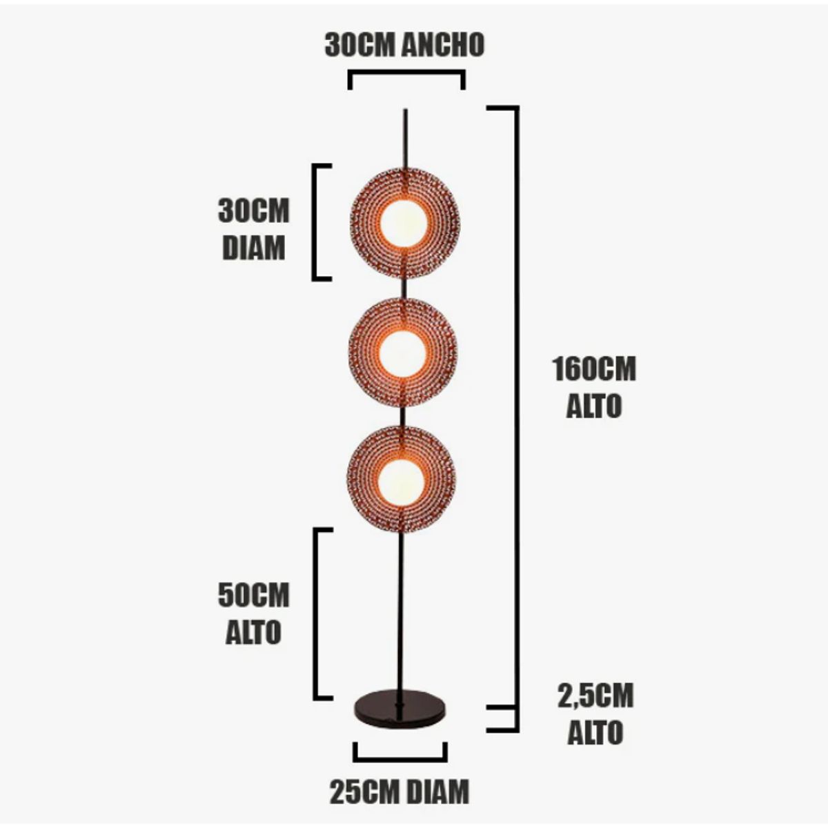 GENERICO - Lámpara de Pie Black Led