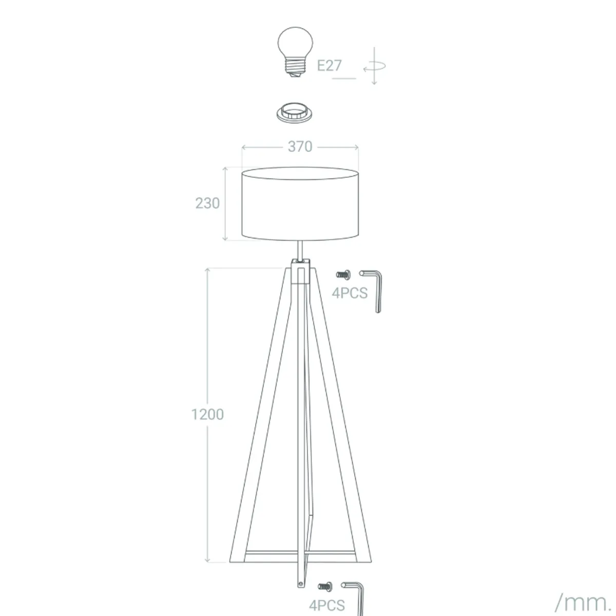 GENERICO - Lámpara de Pie Wood Led