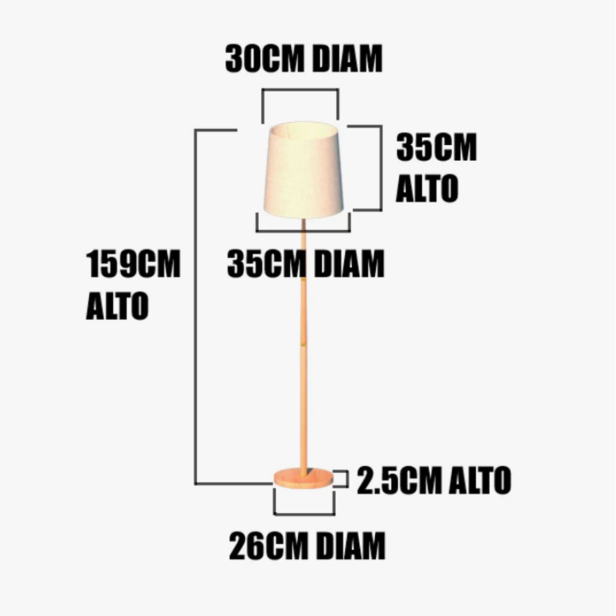 GENERICO - Lámpara de Pie Wood Led