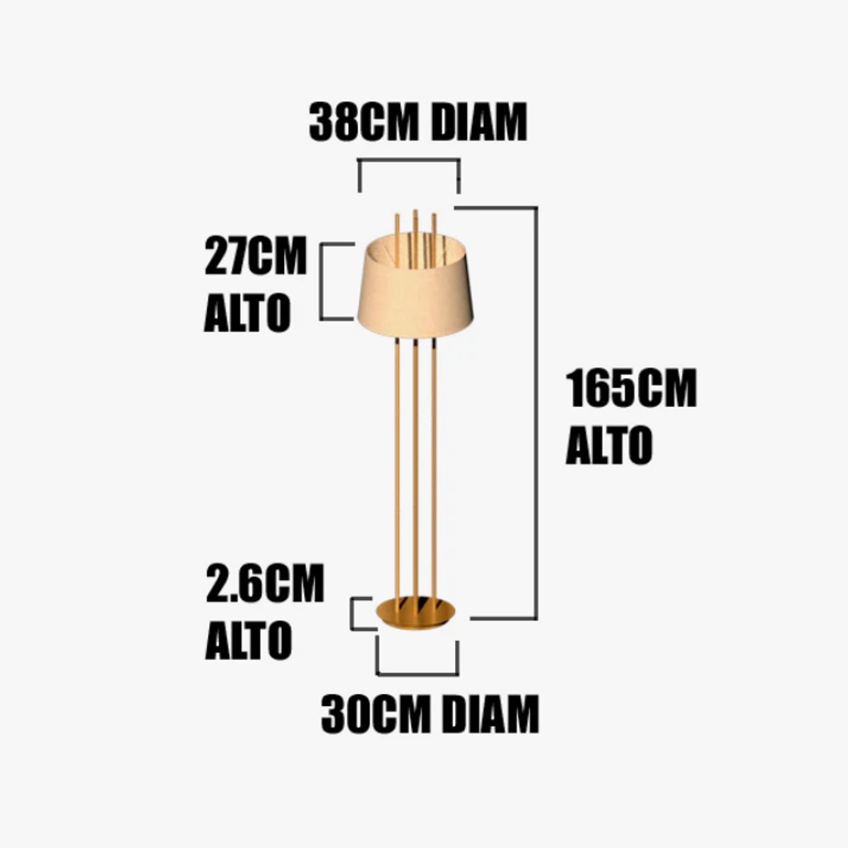 GENERICO - Lámpara de Pie Gold Led