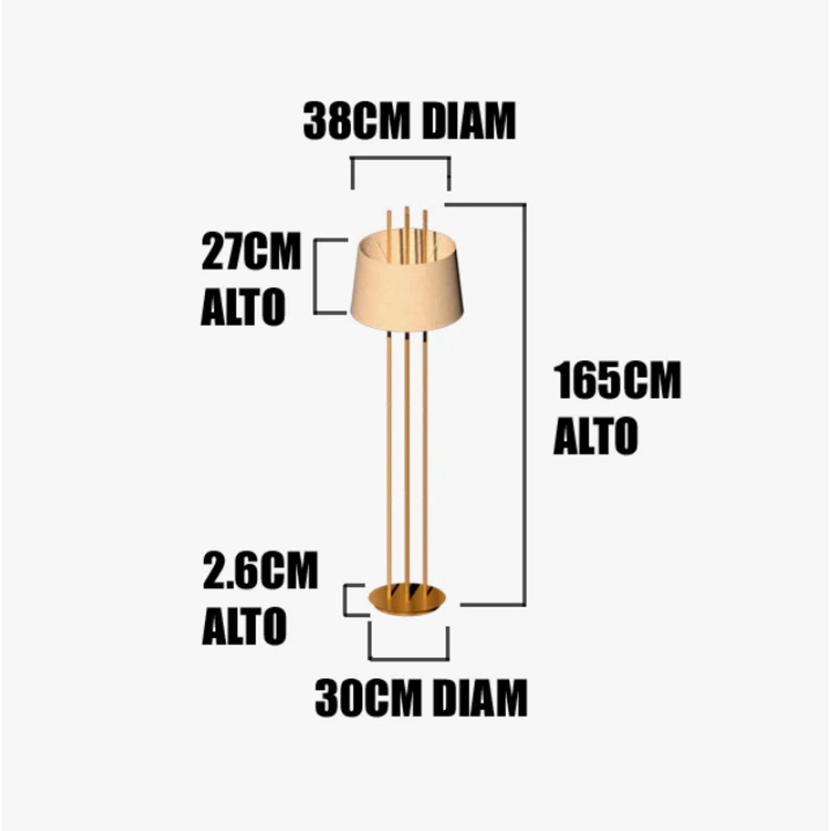 GENERICO - Lámpara de Pie Gold Led