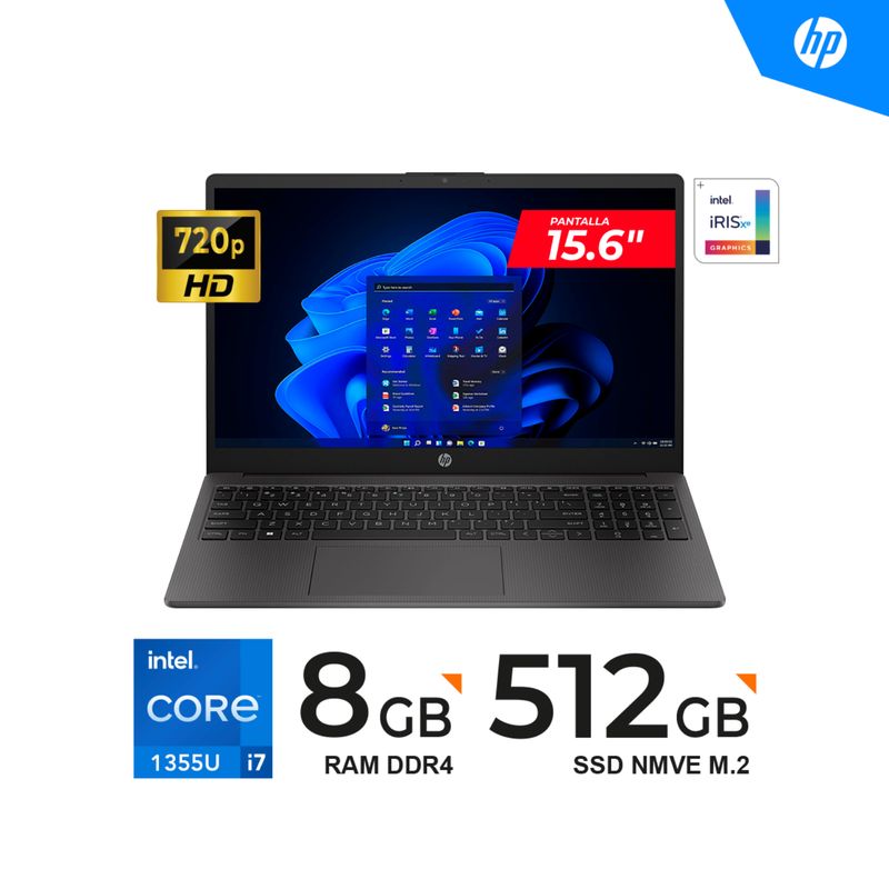 HP - LAPTOP HP 250 G10 15.6" LCD LED SVA HD Intel Core i7 1355U Max 5.00GHz 8GB DDR4-3200 512GB Freedos