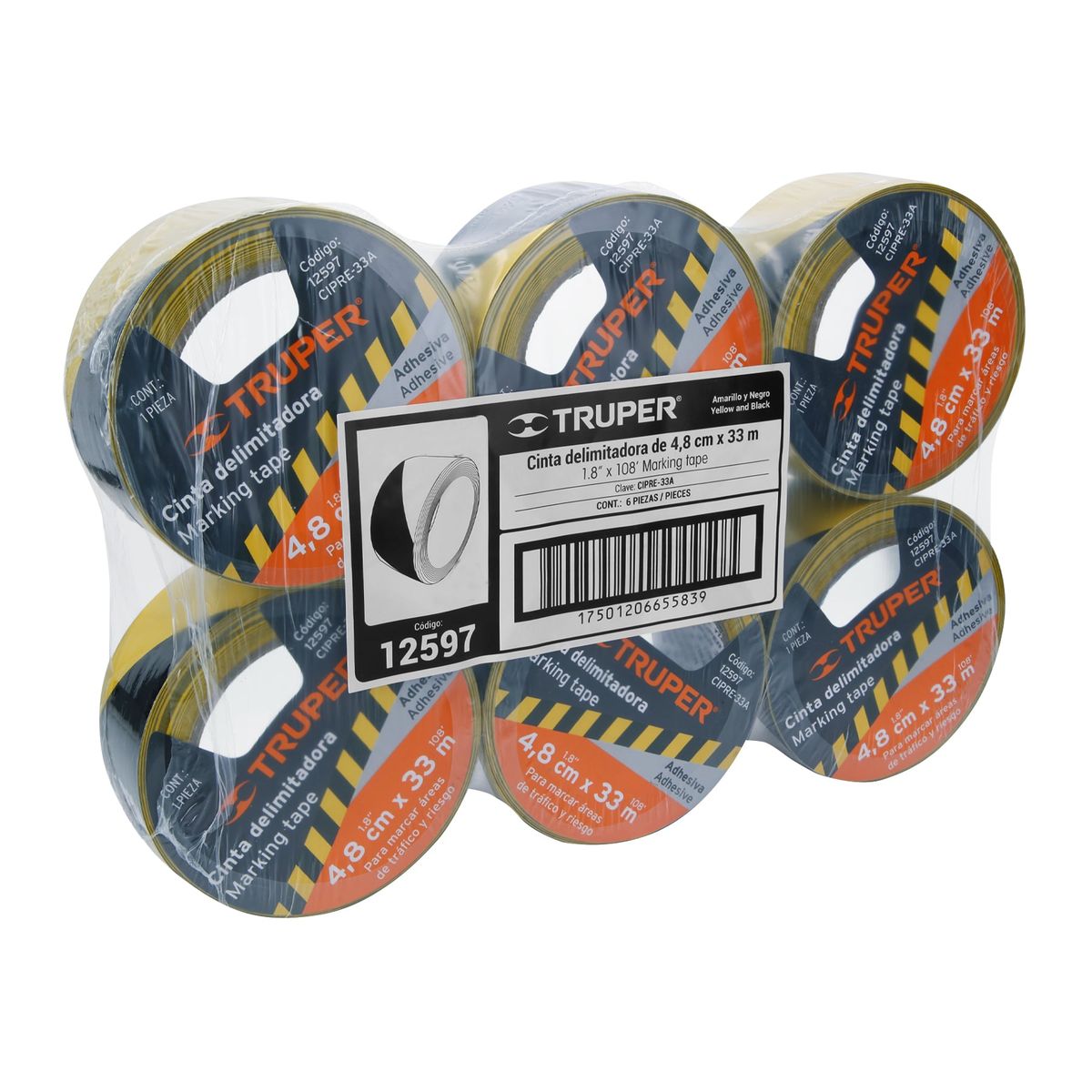 TRUPER - Cinta De Seguridad amarilla  negro de 33m Truper - 12597