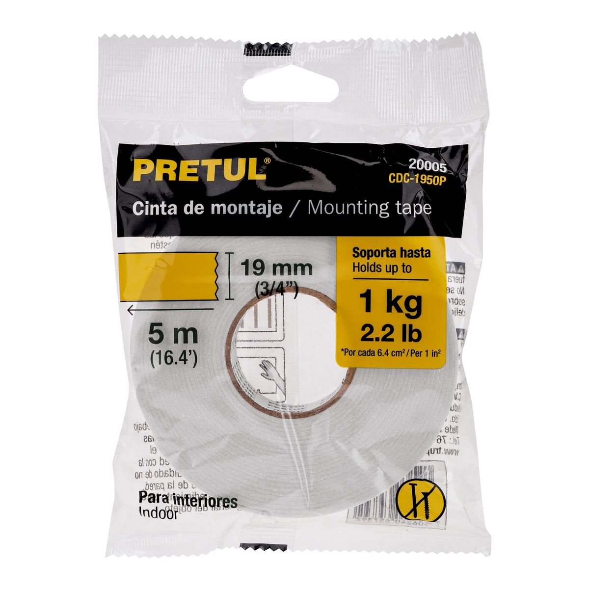 PRETUL - Cinta Doble Contacto 19 mm x 5 m Pretul - 20005