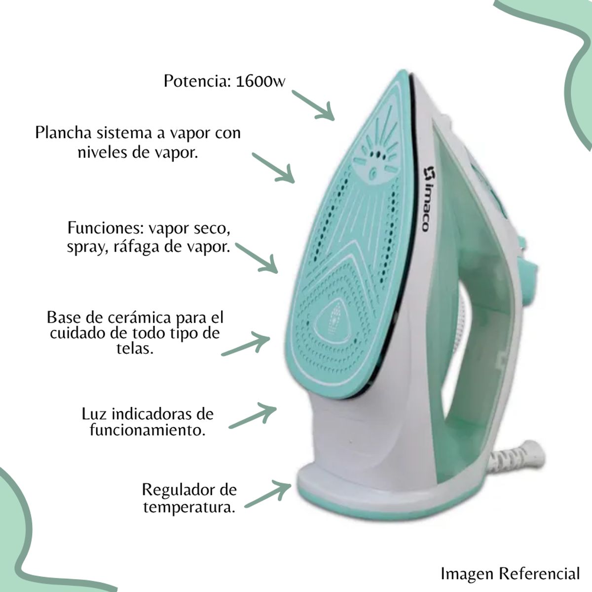 IMACO - Plancha a Vapor Imaco de 1600W - ETA1615V