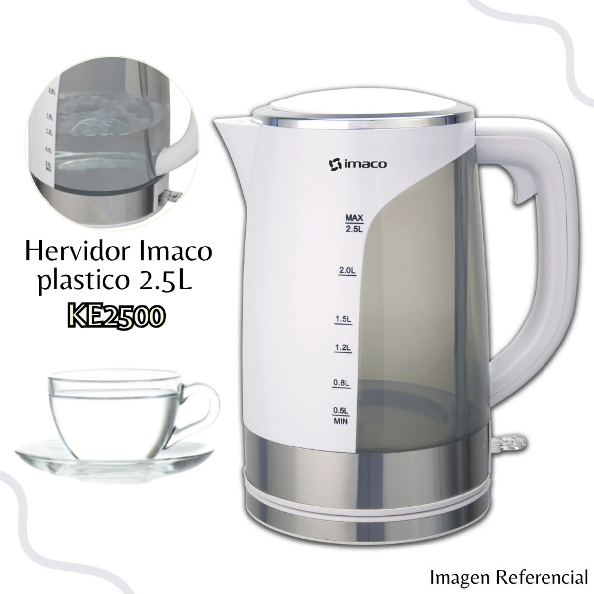 IMACO - Hervidor Eléctrico Imaco de 2.5 Lt de 2200W - KE2500