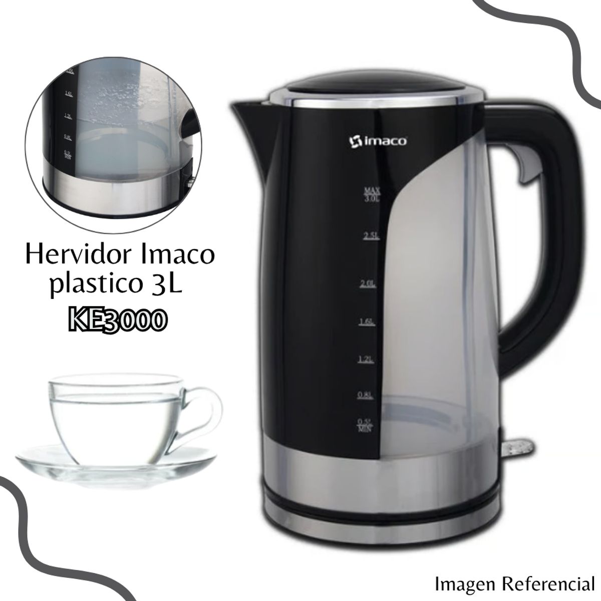 IMACO - Hervidor Eléctrico Imaco de 3 Lt de 2200W - KE3000