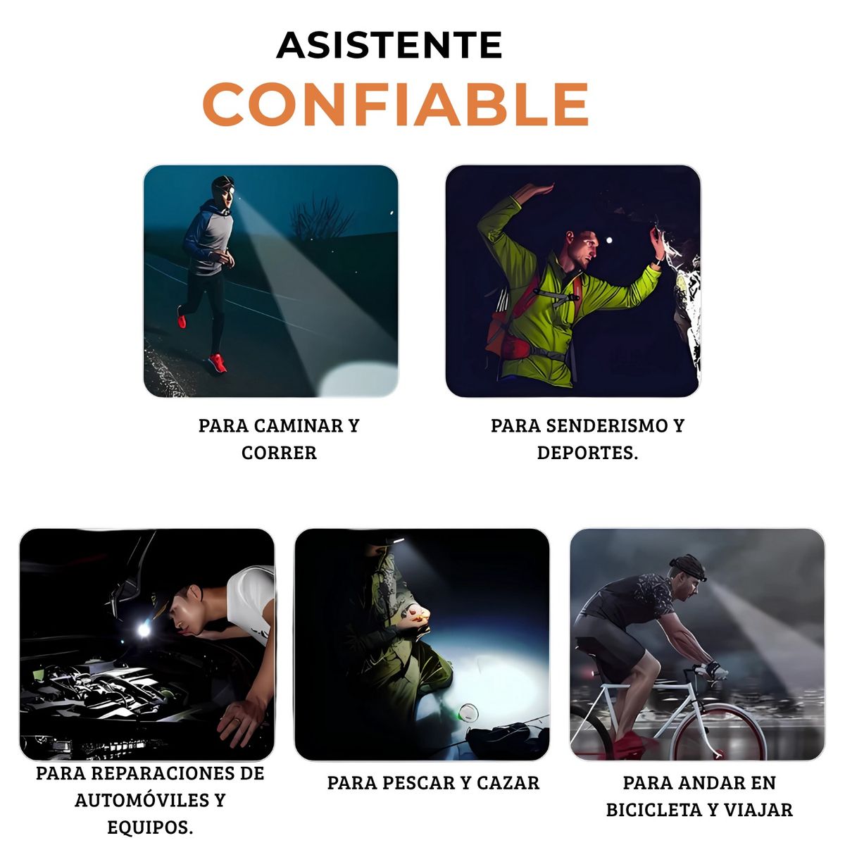 CAFINI - Linterna Frontal Para Correr Y Camping Zoom Telescópico