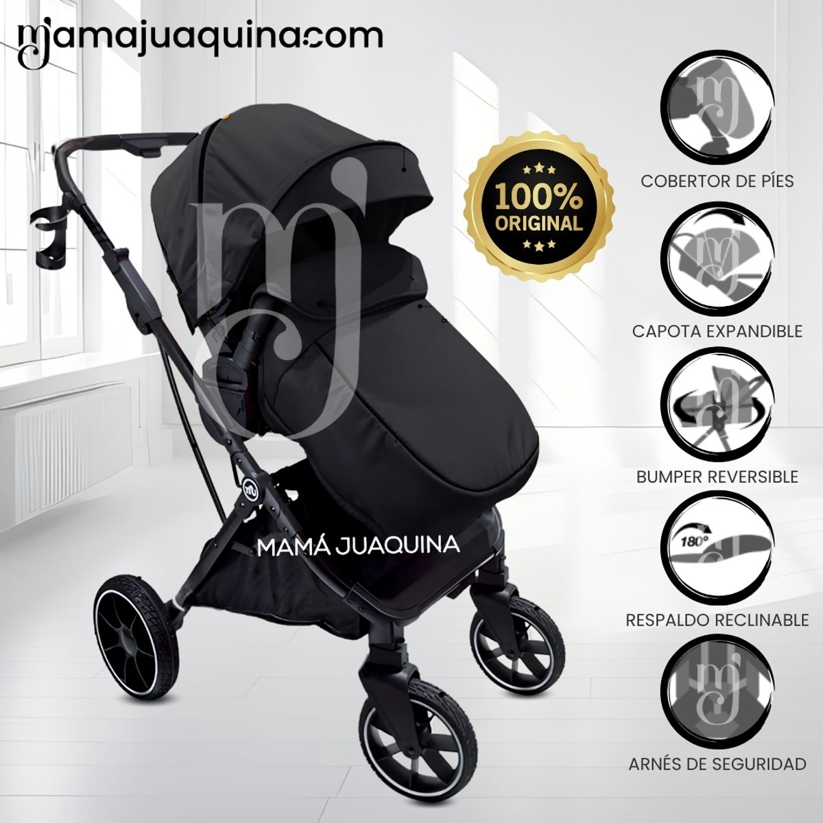 BABY - Coche Cuna Moisés de Lujo «OSLO» Black