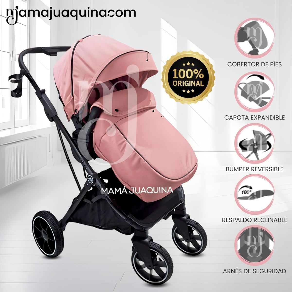 BABY - Coche Cuna Moisés de Lujo «OSLO» Pink