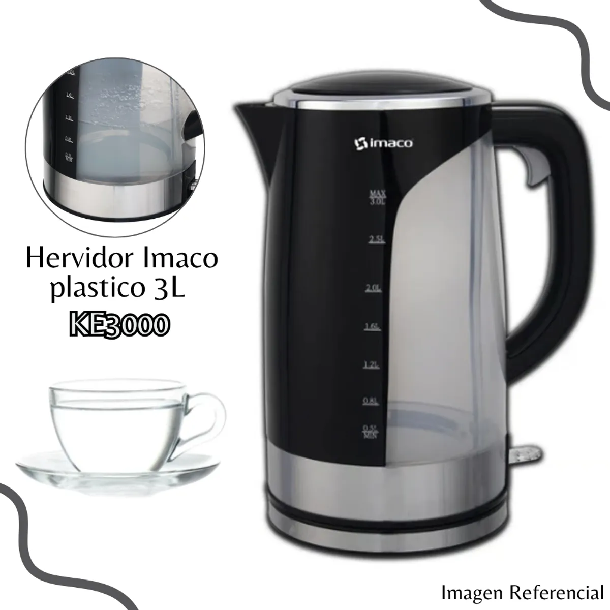 IMACO - Hervidor Eléctrico Imaco de 3 Lt de 2200W - KE3000
