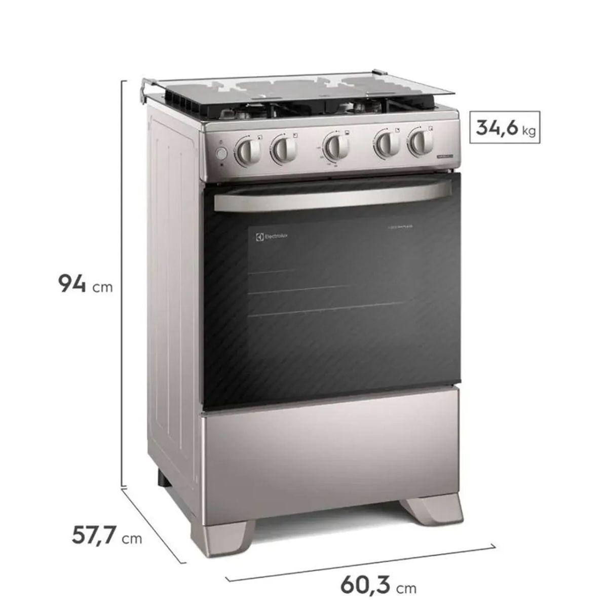 ELECTROLUX - COCINA 4 QUEMADORES EFFICIENT VAPORBAKE Y PARRILLA HIERRO FUNDIDO SILVER FE4ISR