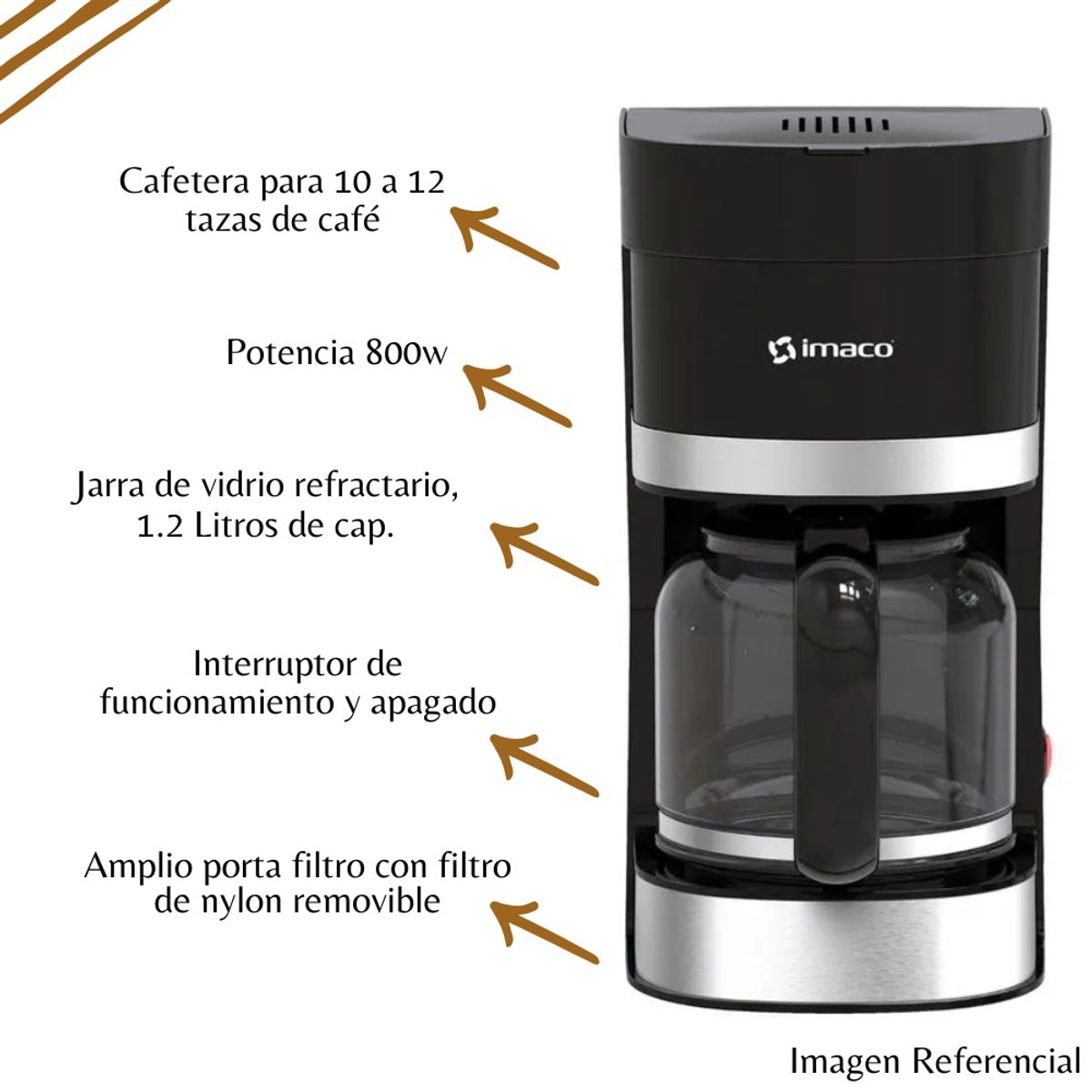 IMACO - Cafetera Eléctrica Imaco de 12 Tazas - CM1203