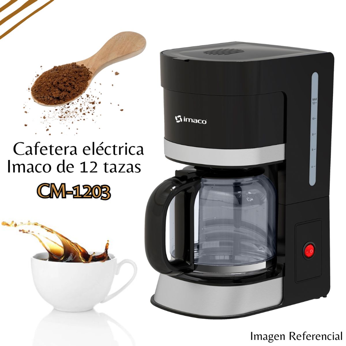 IMACO - Cafetera Eléctrica Imaco de 12 Tazas - CM1203