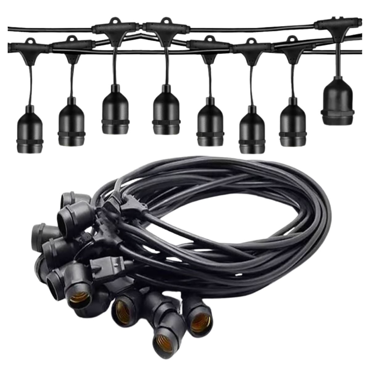 SEISA - Cable Socket Luces Guirnalda De 10 Metros Para 20 Focos