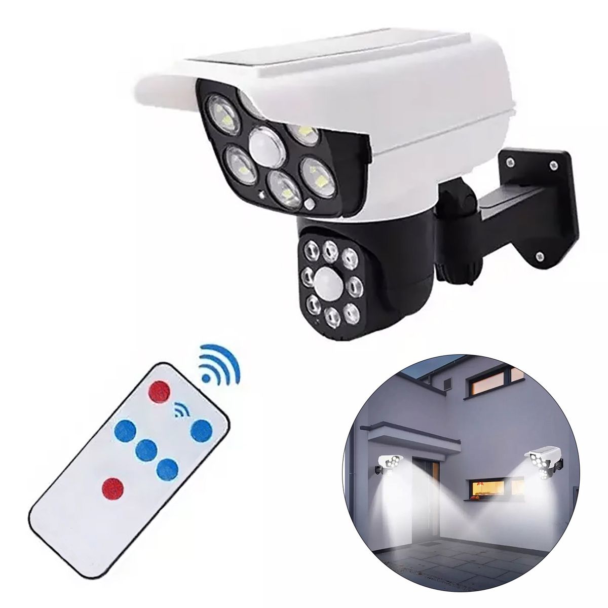 GENERICO - Lámpara Solar Led Tipo Cámara de Seguridad-doble sensor de movimiento