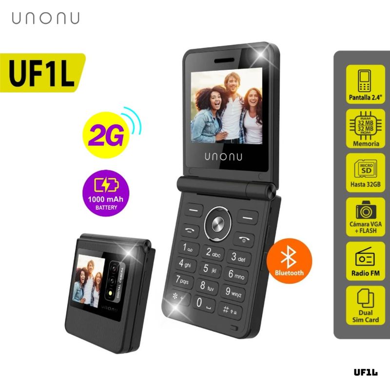 UNONU - CELULAR BASICO UNONU UF1L 2G DUAL SIM - NEGRO
