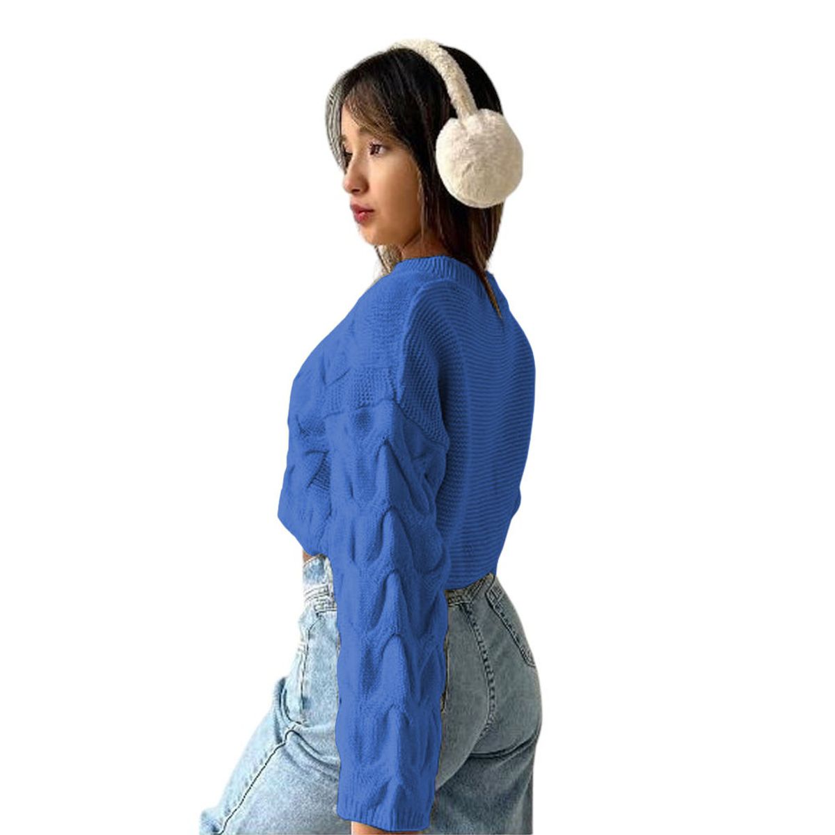 GENERICO - Chompa Mujer Cerrada Hilo Frances 359G-23 Color Azul