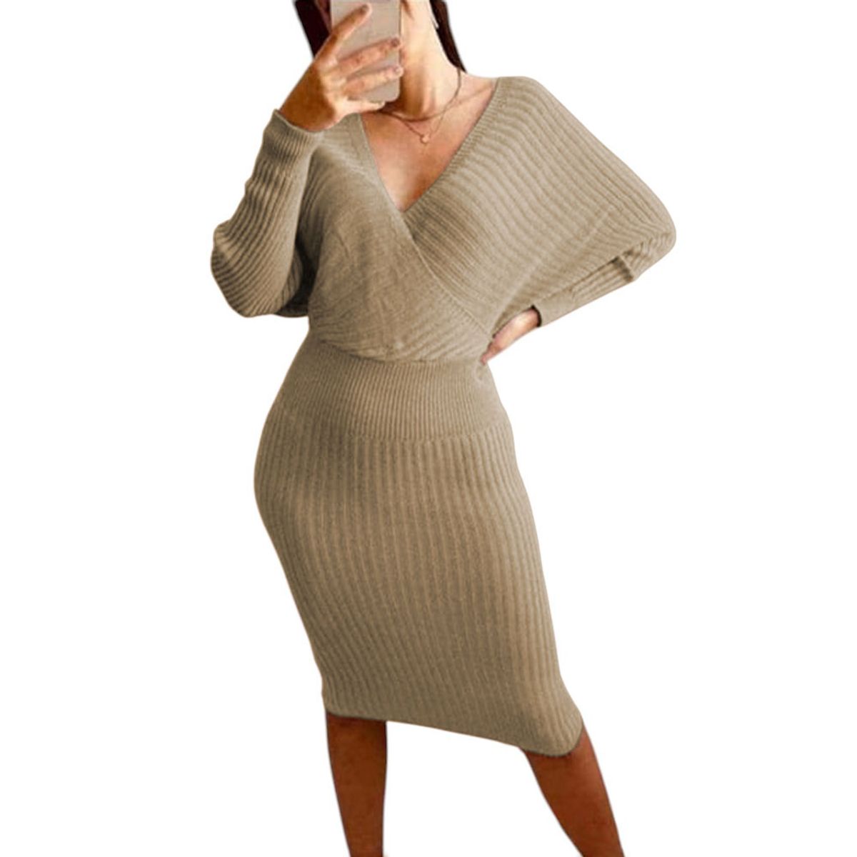 GENERICO - Vestido Mujer Hilo Cruzado Mlarga 359G-27 Color Beige