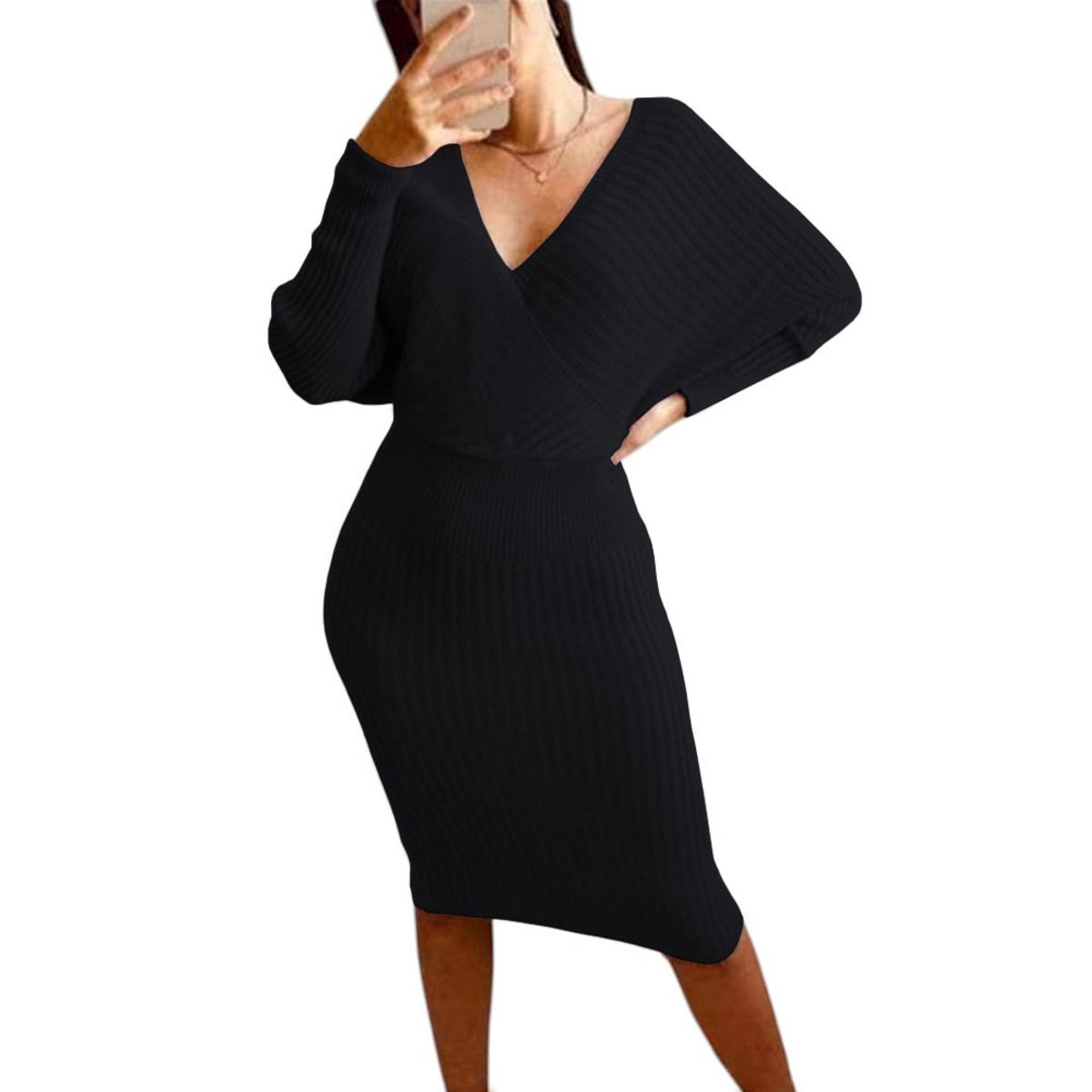 GENERICO - Vestido Mujer Hilo Cruzado Mlarga 359G-27 Color Negro