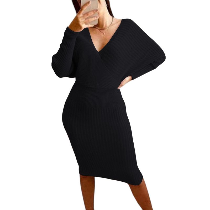 GENERICO - Vestido Mujer Hilo Cruzado Mlarga 359G-27 Color Negro