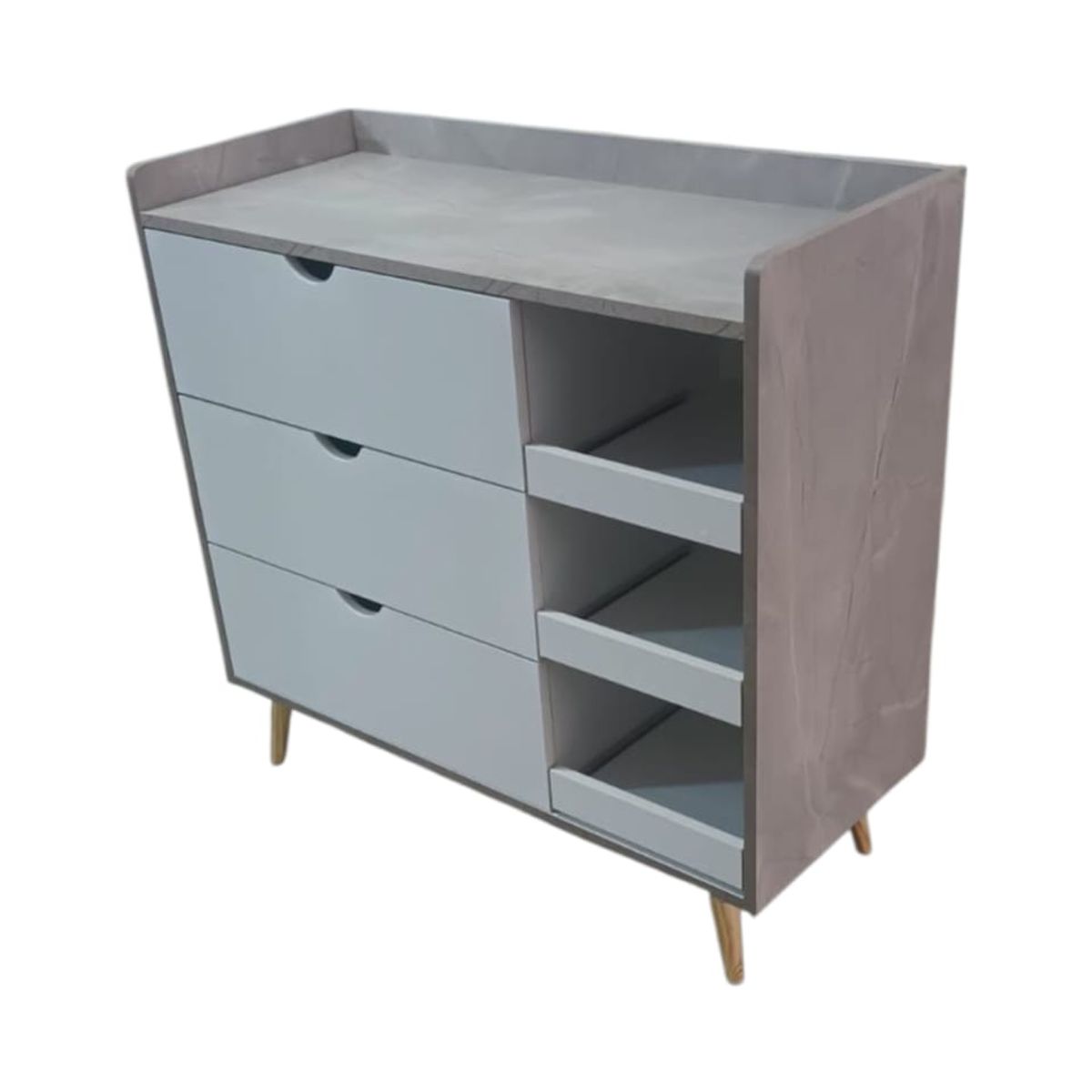 GENERICO - Cómoda para Bebé con Repisas Estilo Vintage Tono Ibiza